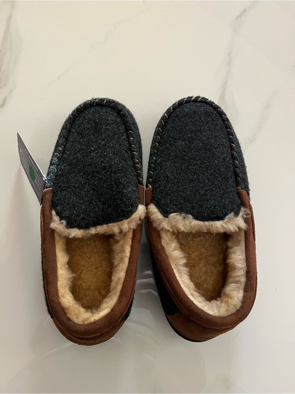 Men's Suede-Look Cozy Moccasin Slippers - Brown & Charcoal